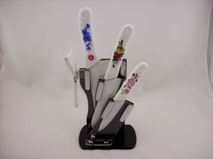 陶瓷柄菜刀+4-6+瓜刨+刀座K